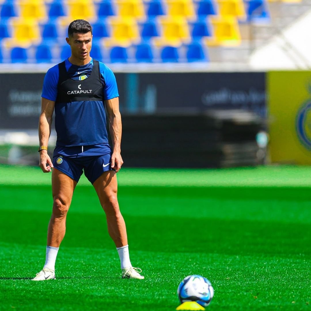 Cristiano Ronaldo standing in a stadium fo Portugal vs Slovenia Euro 2024